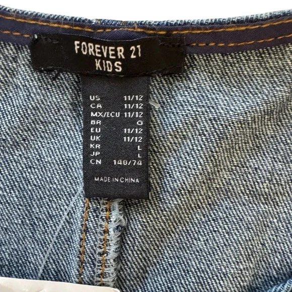 Forever 21 Blue Denim Jeans Dress Straight Sleeveless Belted Girls 11/12 NWT - Picture 7 of 9